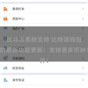 比特派系统支持 比特派钱包的最新功能更新：支持更多币种！